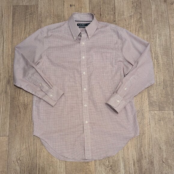 Ralph Lauren LRL Mens 16-32/33 Red White Check Button-Down Dress Shirt Classic - Picture 5 of 10